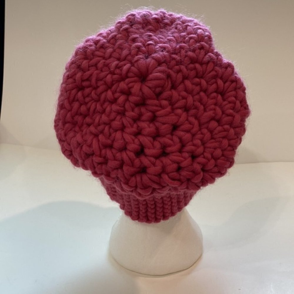 Handmade Pink Thick Knit Hat Beanie - Picture 2 of 14